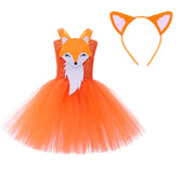 Kinder Mädchen TUTU Fuchs Kleid Set Mesh Rock Cosplay Kostüm Outfits Halloween Karneval Anzug